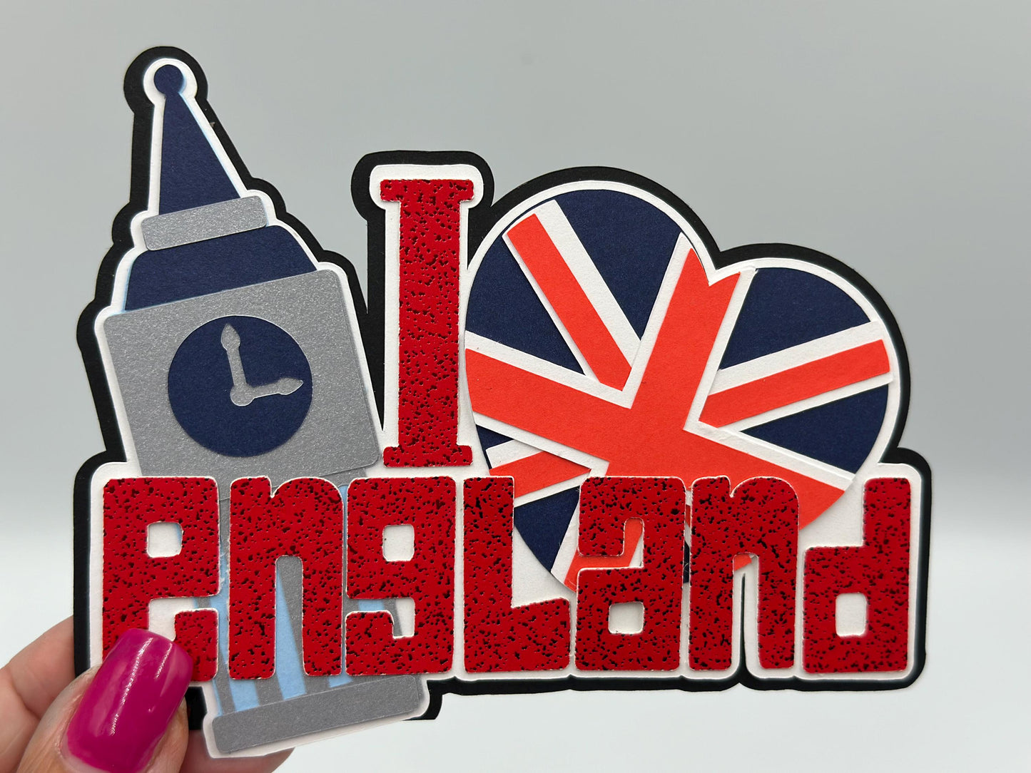 England scrapbook photo album embellishment decoration title paper piercing Big Ben Handmade