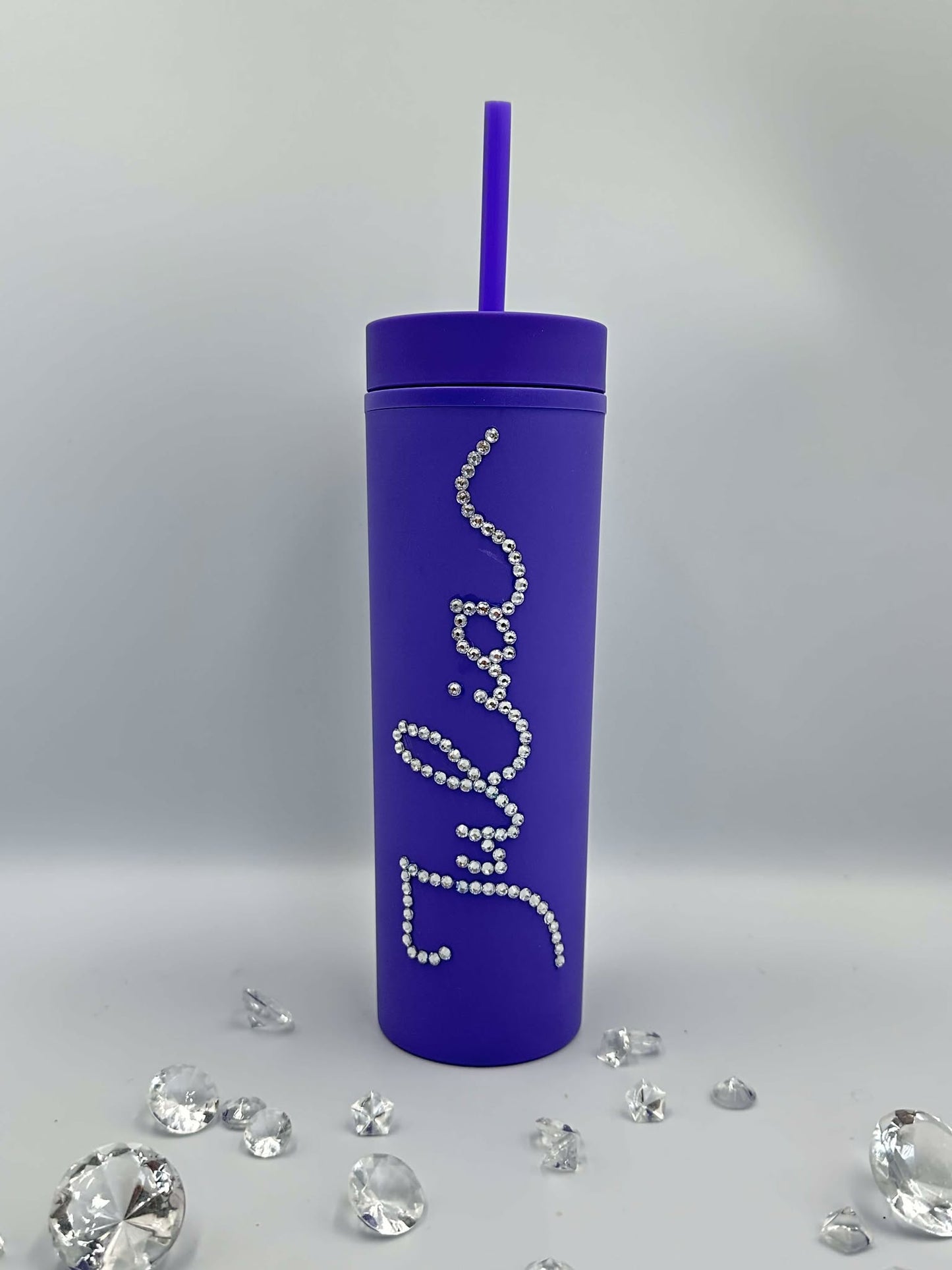 Skinny Tumbler - personalised - crystal - diamante - 16 oz to order