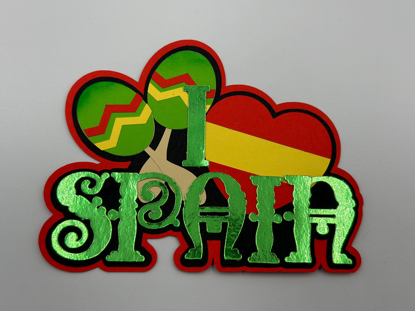 Spain scrapbook photo album embellishment decoration title paper piercing Handmade