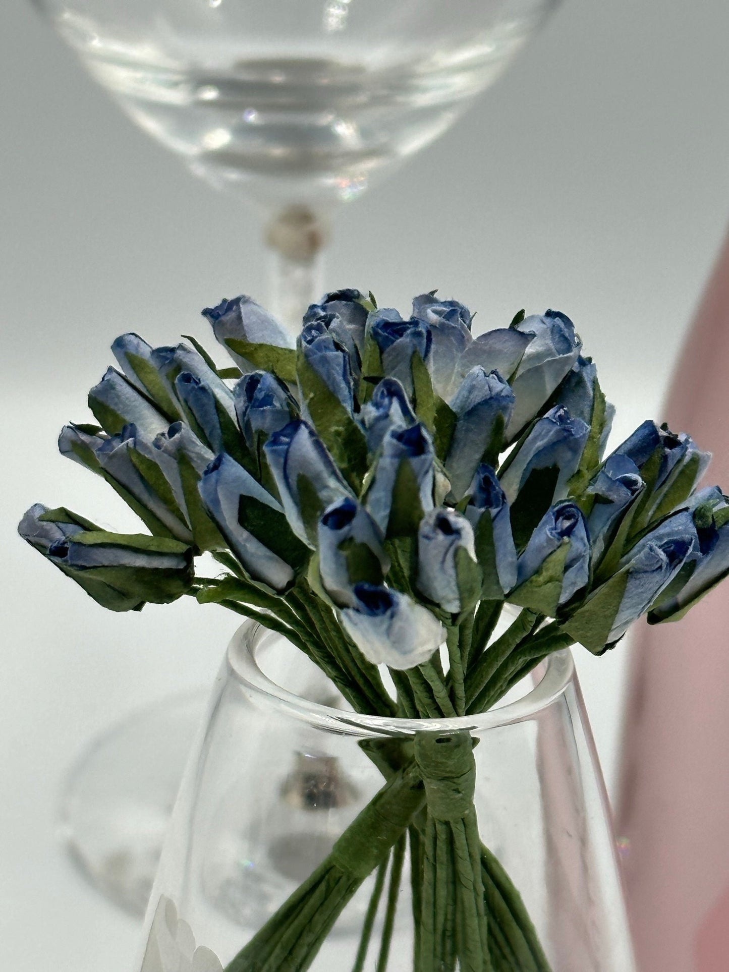 Paper rose buds flowers wired crafting wedding stationery scrapbook (x12)