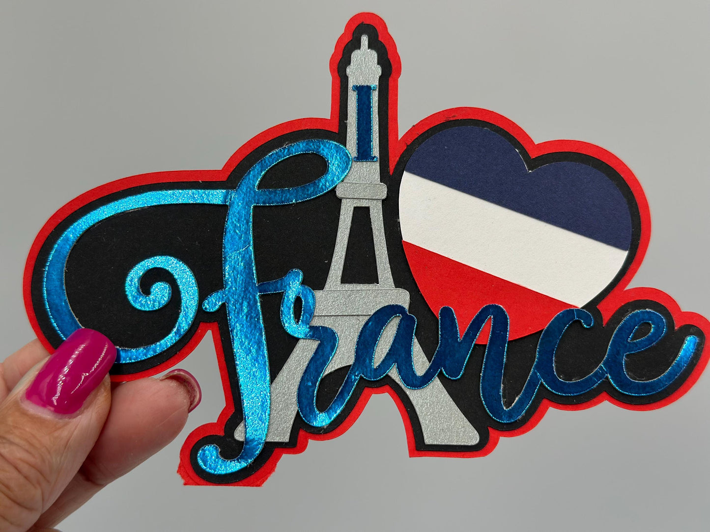 France scrapbook photo album embellishment decoration title paper piercing Handmade Eiffel Tower