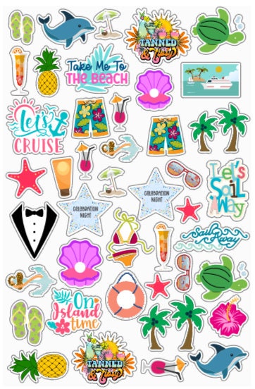 3 Sheets of Personalised Cruise Holiday Vacation Stickers - Royal Caribbean - P&O - MSC - NCL - Mediterranean - Ship - Boat