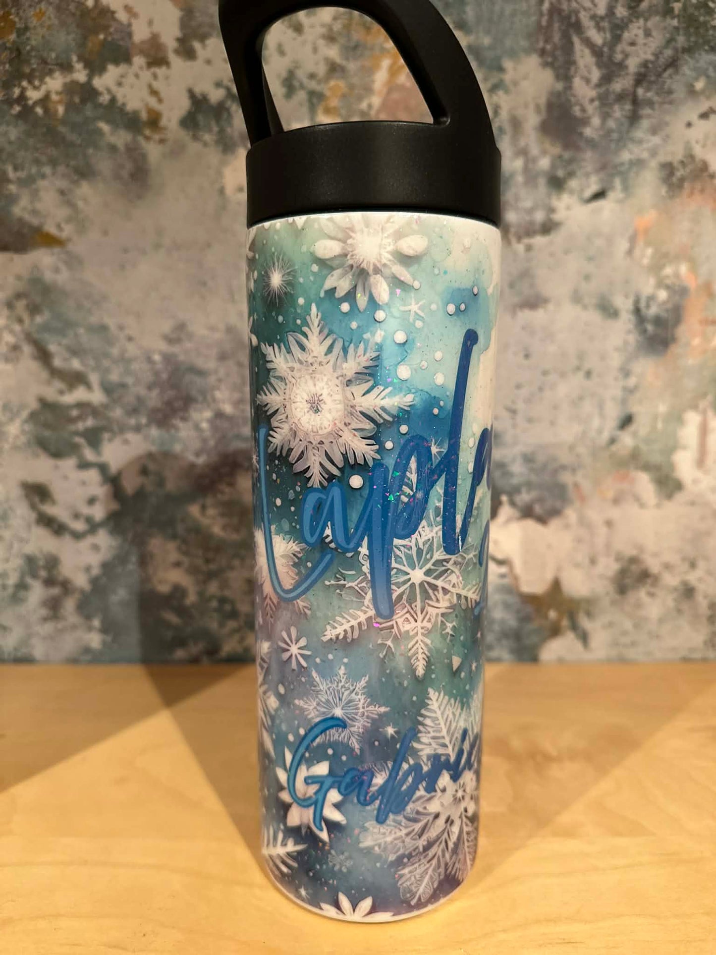 Personalised Christmas Holiday Winter scene stainless steel skinny 20oz tumbler cup customised features