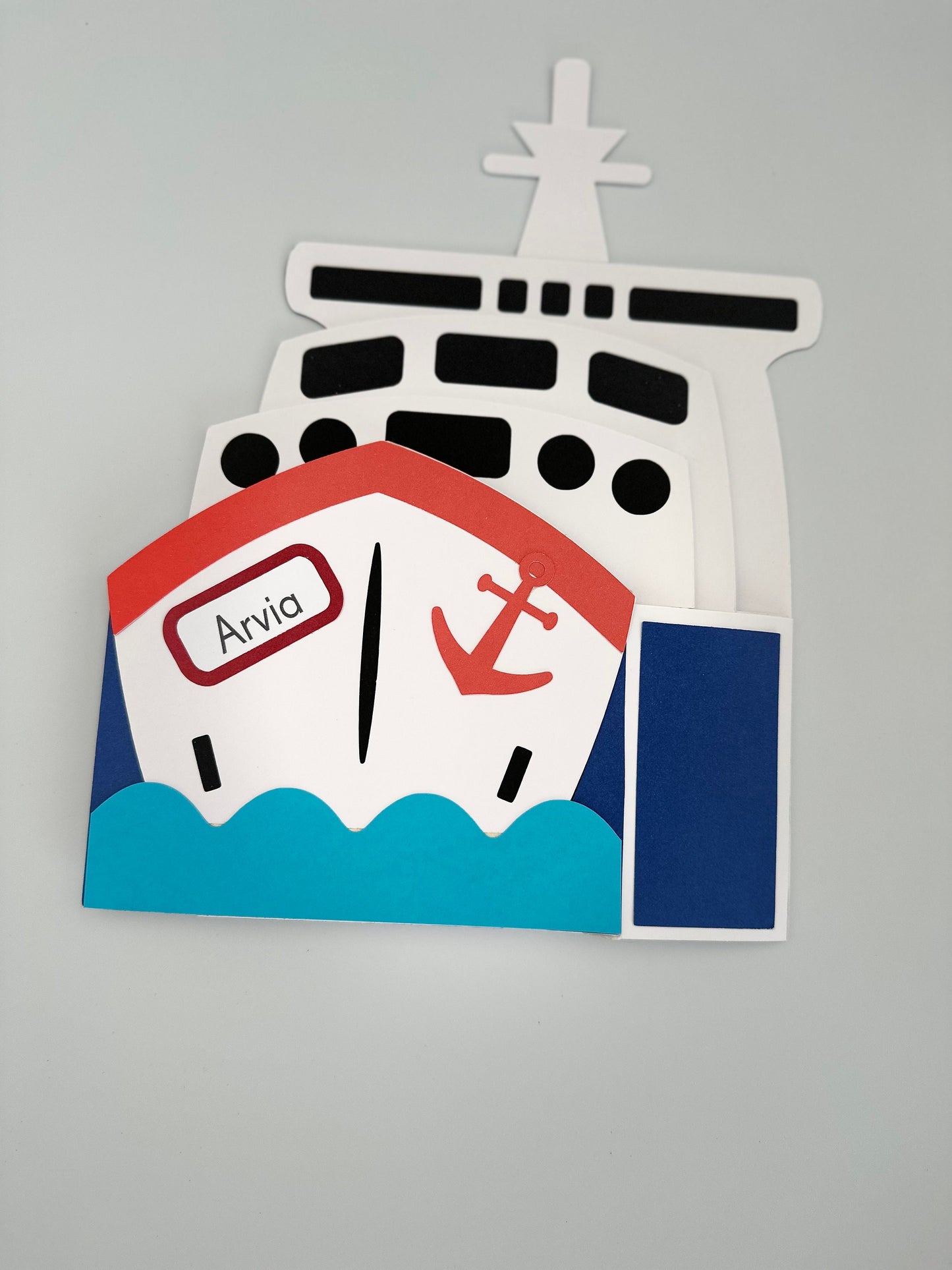 Cruise Ship 3D card - Customised Personalised Birthday Anniversary Personalised