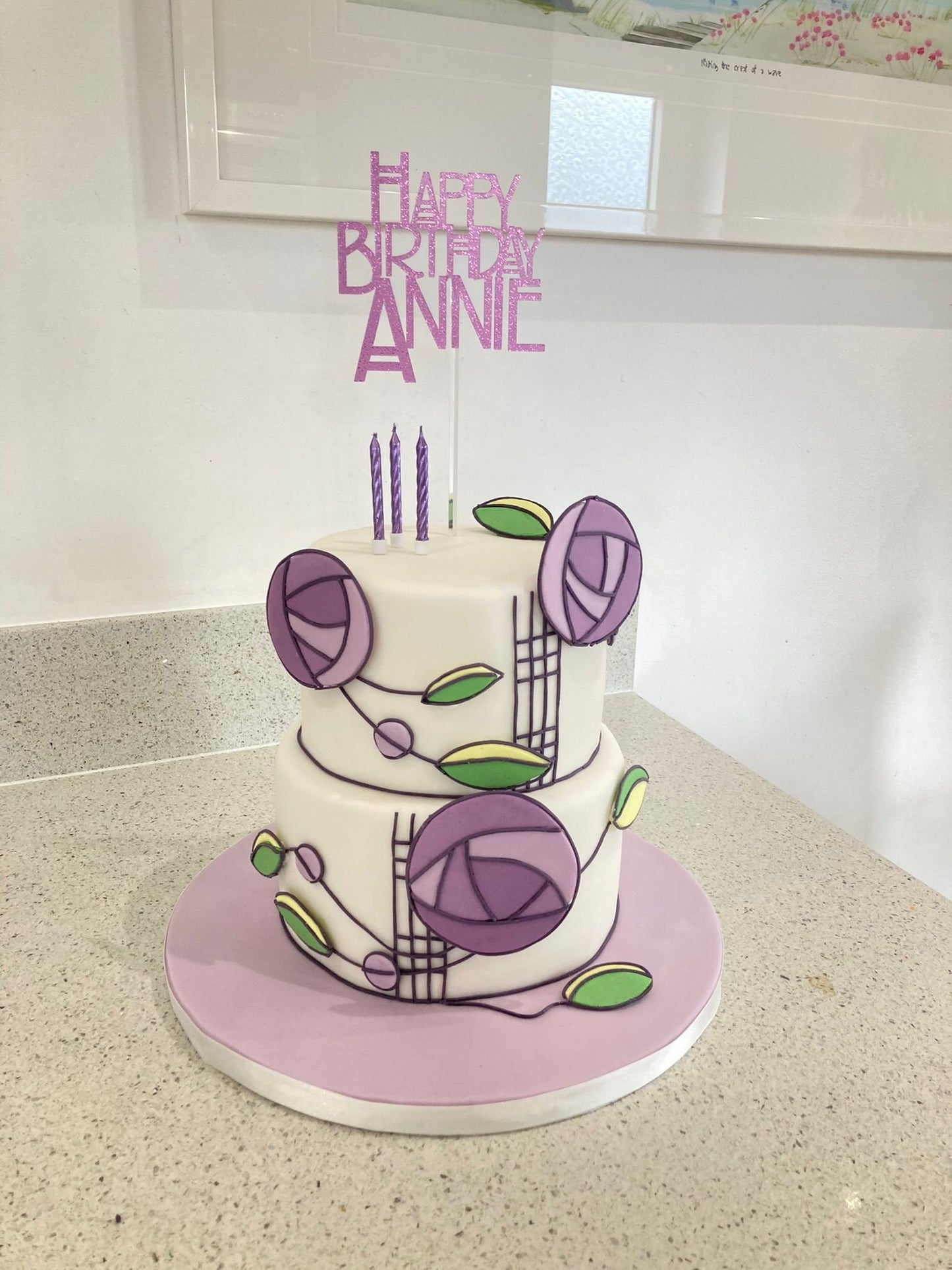 Custom Personalised Rennie Mackintosh Art Deco inspired Birthday 21st 18th Anniversary Cake Topper
