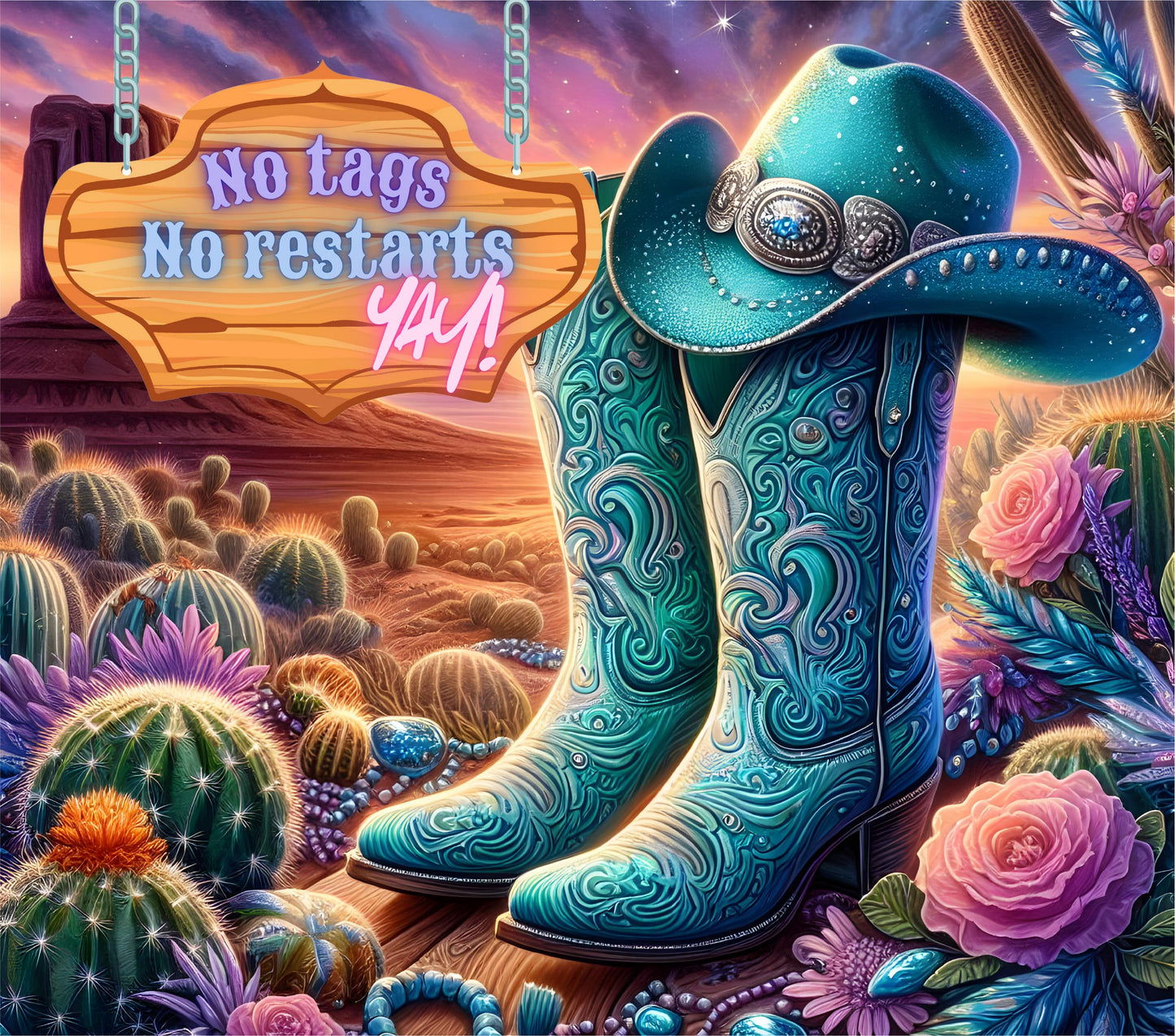 Line Dancing Cowboy Cowgirl steel skinny 20oz tumbler cup - no tags no restarts