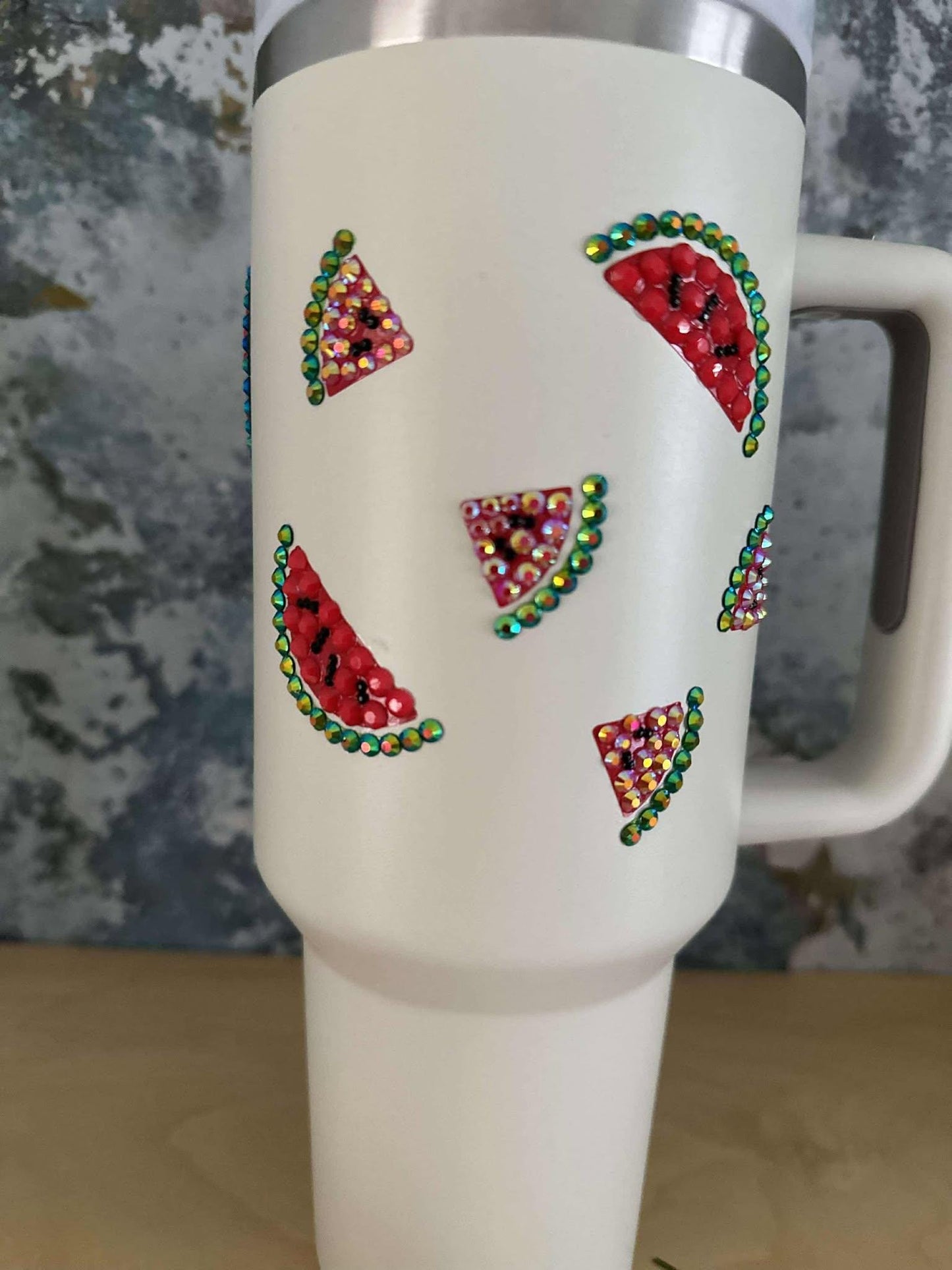 40 oz tumbler - insulated - rhinestoned - personalised - watermelon - custom - Mother's Day
