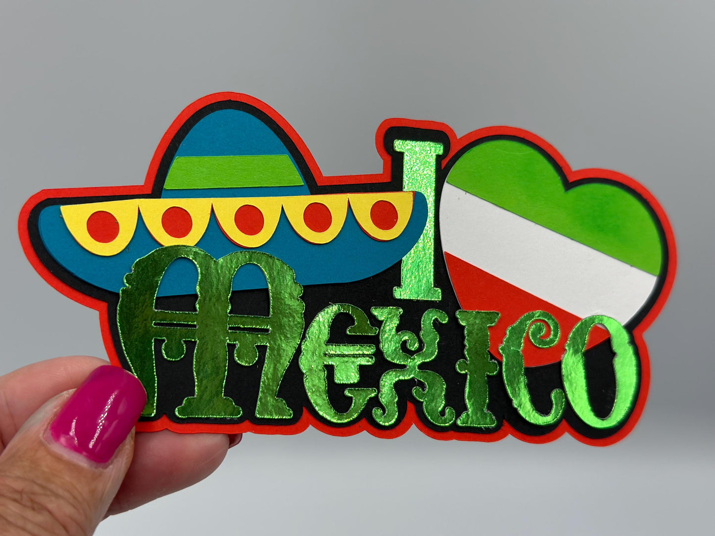 Mexico scrapbook photo album embellishment decoration title paper piercing Handmade