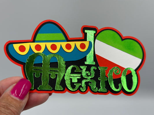 Mexico scrapbook photo album embellishment decoration title paper piercing Handmade