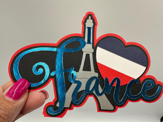 France scrapbook photo album embellishment decoration title paper piercing Handmade Eiffel Tower