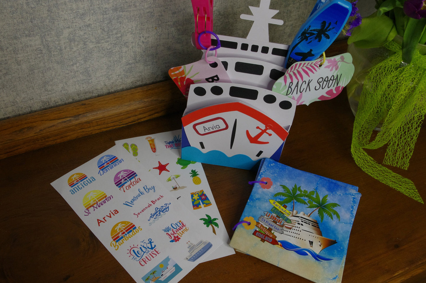 Cruise gift set cruise boat card cruise scrapbook album ship itinerary stickers ship sunbed signs P&O Arvia