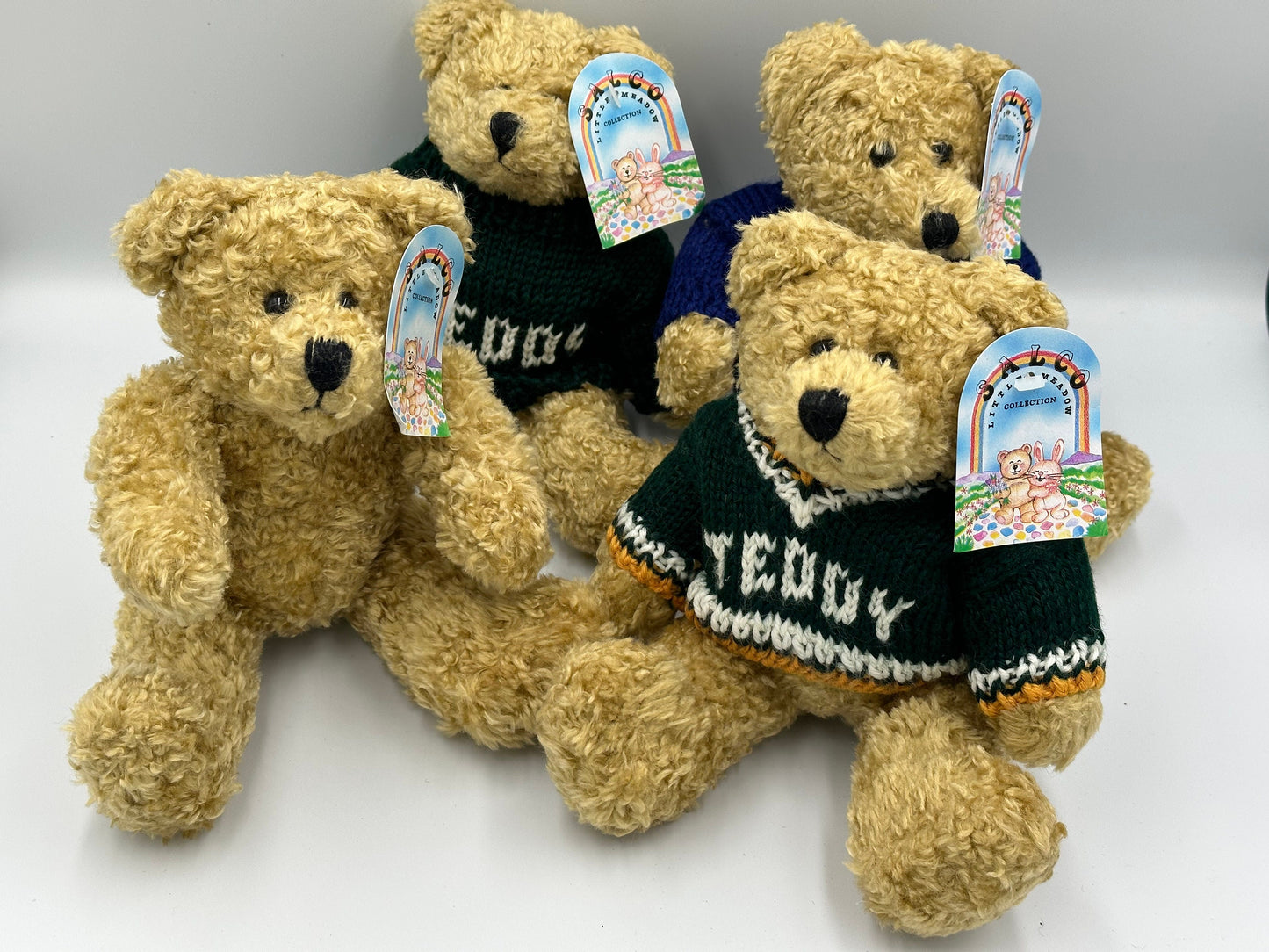 Vintage (in original packaging) Teddy Bear Salco Harlow curly jointed with knitted jumper