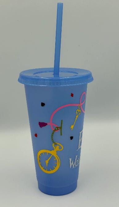 Alice in Wonderland Cold Cup Tumbler - Personalised - Custom - 20 oz colour changing