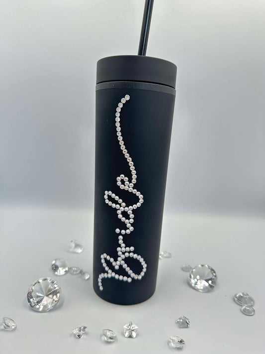 Skinny Tumbler - Bride - Wedding - personalised - crystal - diamante - 16 oz to order