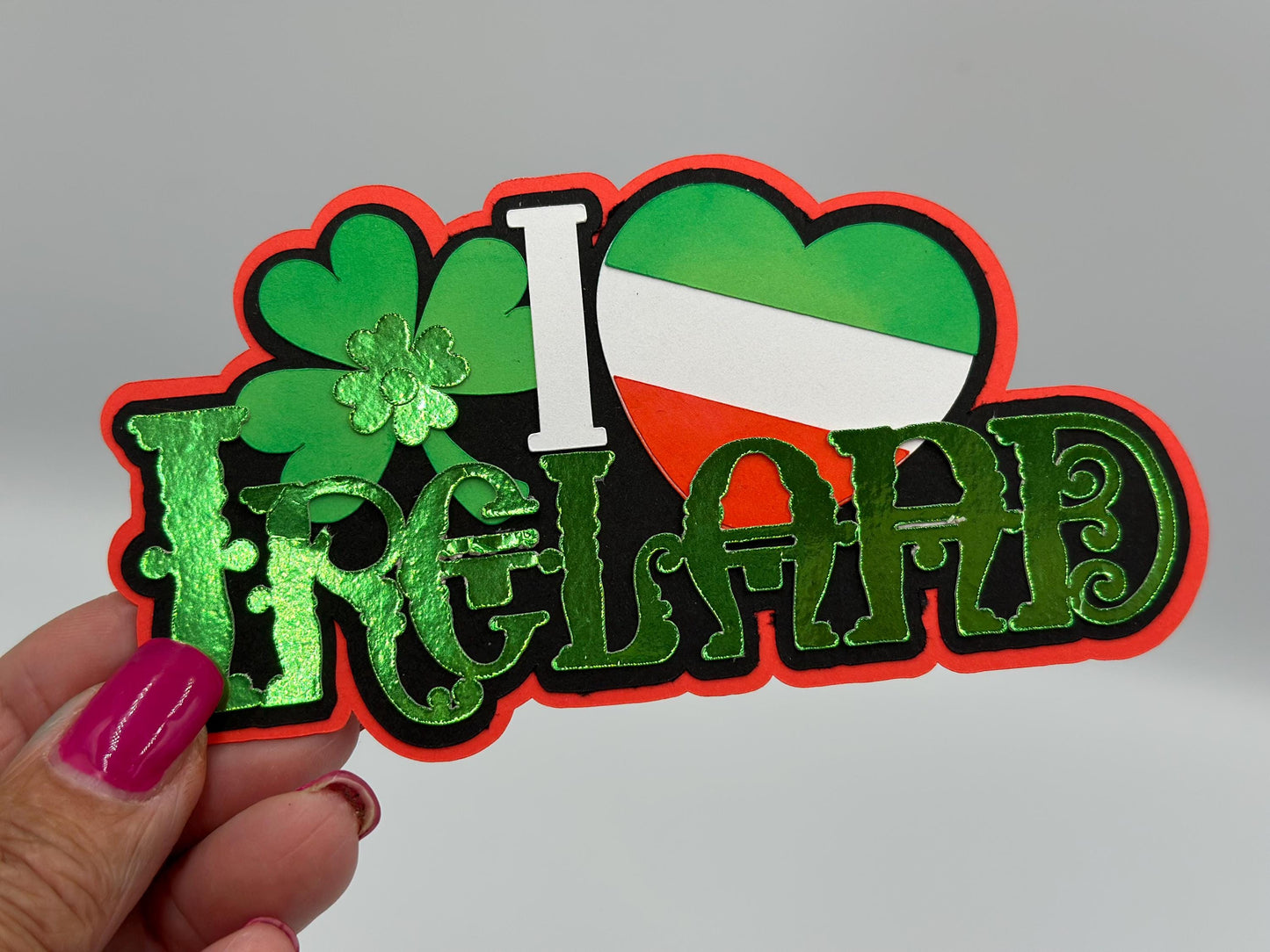 Ireland scrapbook photo album embellishment decoration title paper piercing Handmade