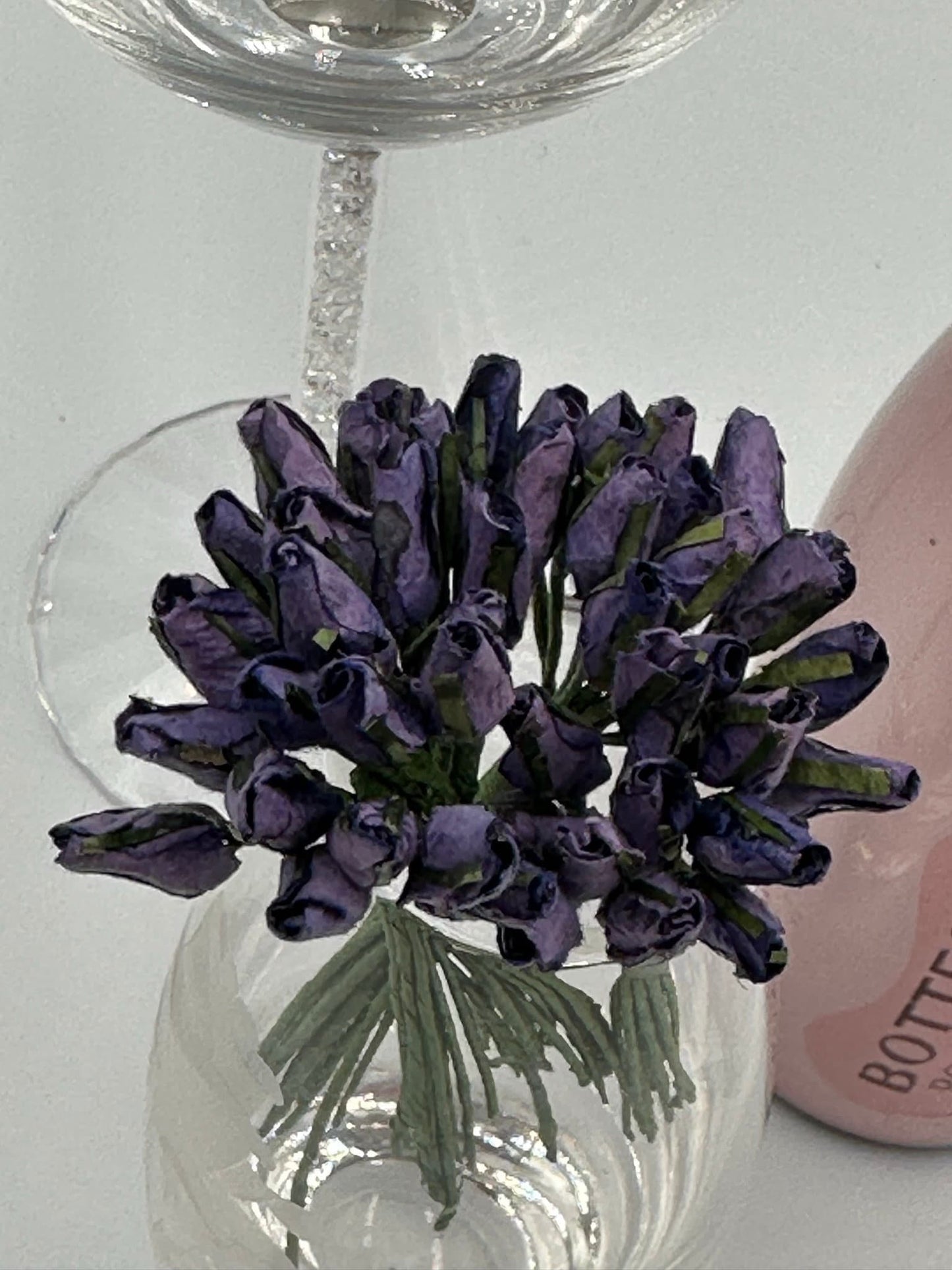 Paper rose buds flowers wired crafting wedding stationery scrapbook (x12)