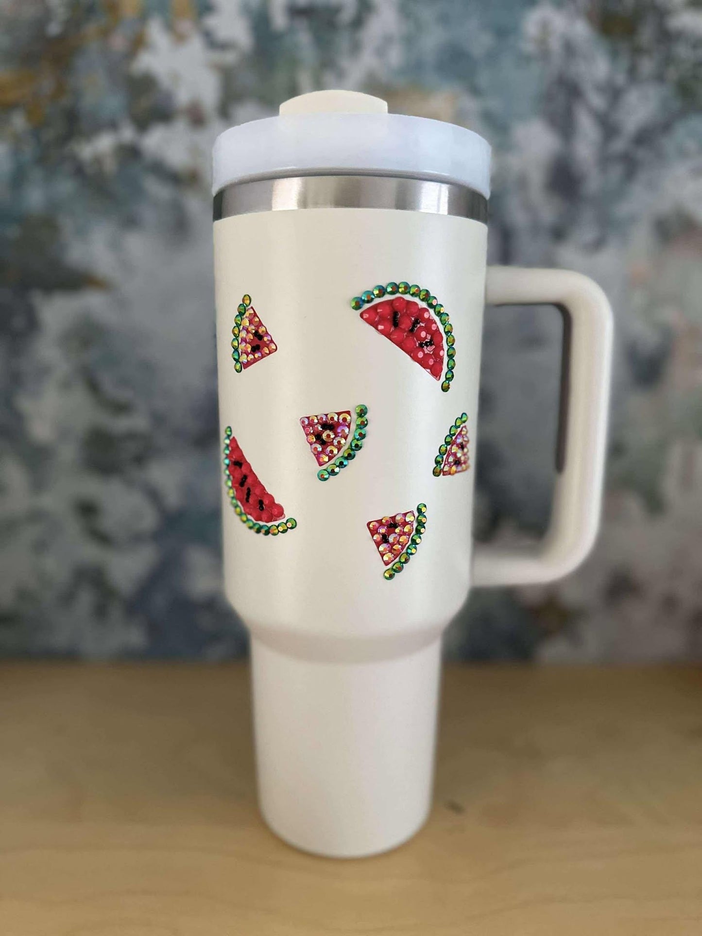 40 oz tumbler - insulated - rhinestoned - personalised - watermelon - custom - Mother's Day