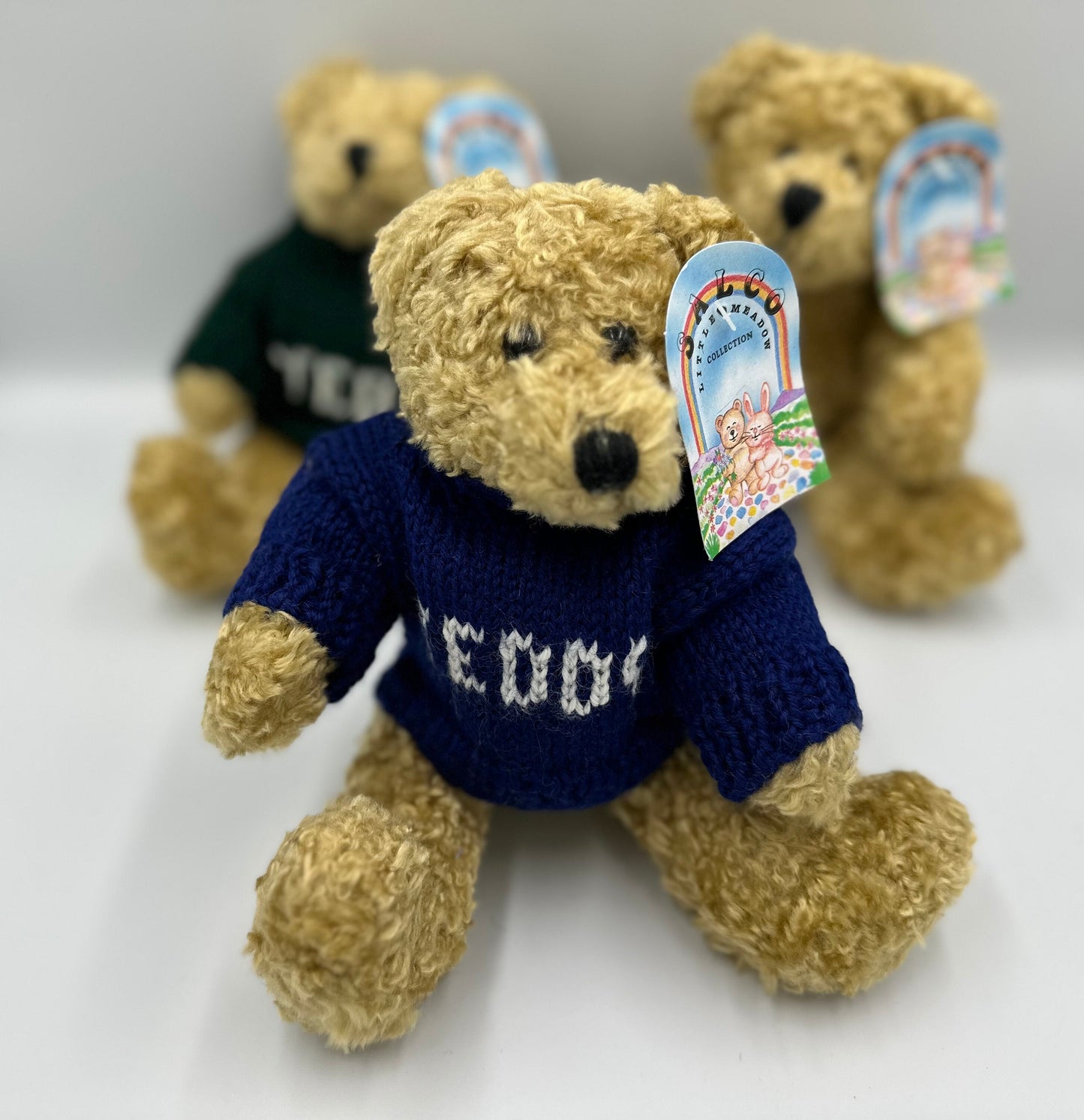 Vintage (in original packaging) Teddy Bear Salco Harlow curly jointed with knitted jumper