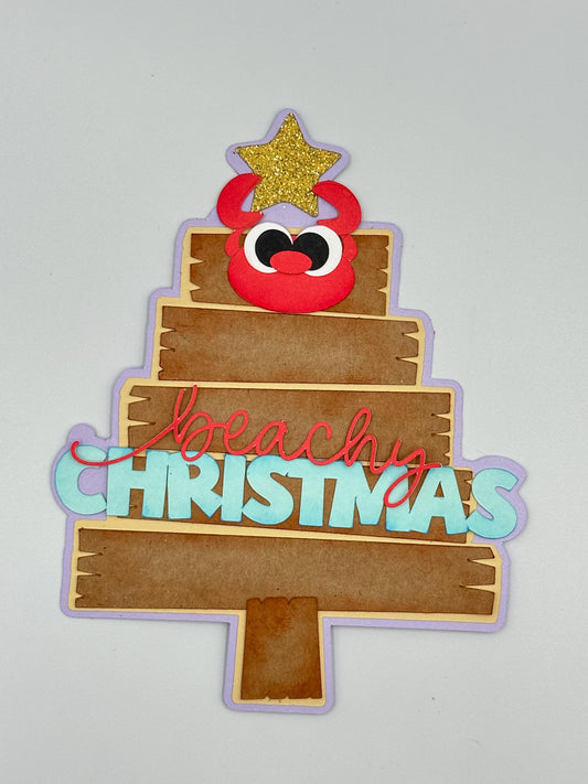 Christmas beach holiday scrapbook photo album embellishment decoration title paper piercing Handmade