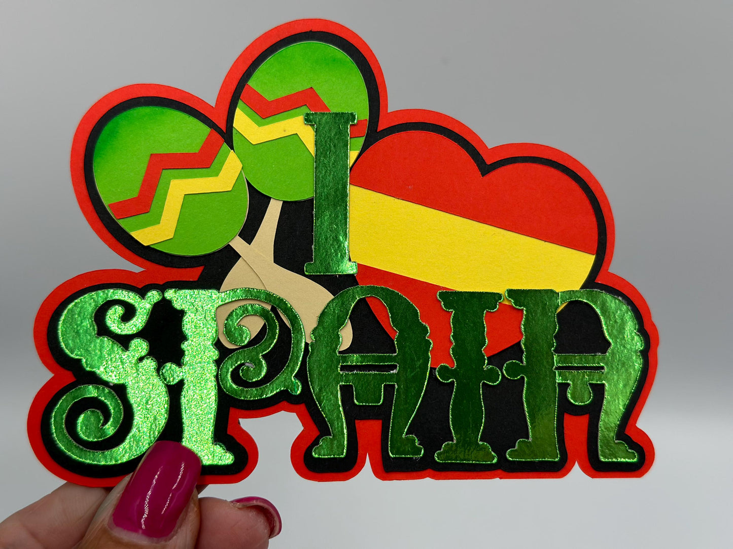 Spain scrapbook photo album embellishment decoration title paper piercing Handmade