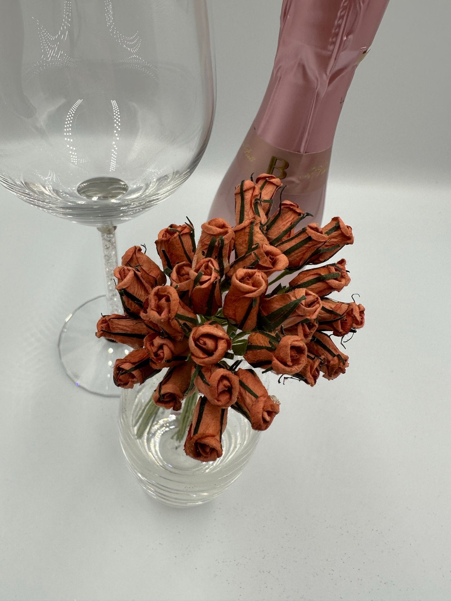 Paper rose buds flowers wired crafting wedding stationery scrapbook (x12)