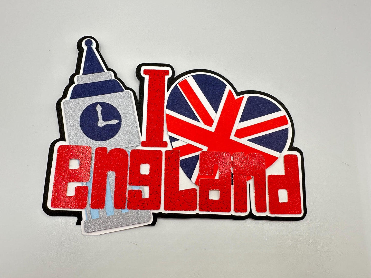 England scrapbook photo album embellishment decoration title paper piercing Big Ben Handmade