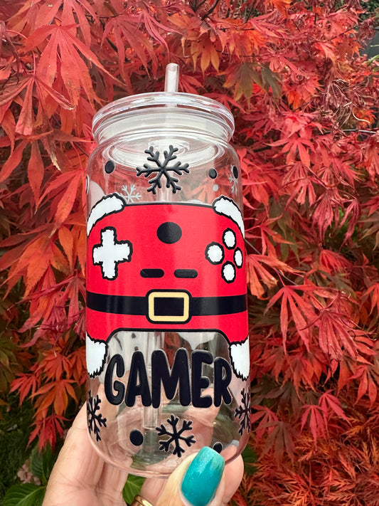 Computer gamer control Xmas and Christmas Acrylic cup tumbler can - Holiday - Design your own cup