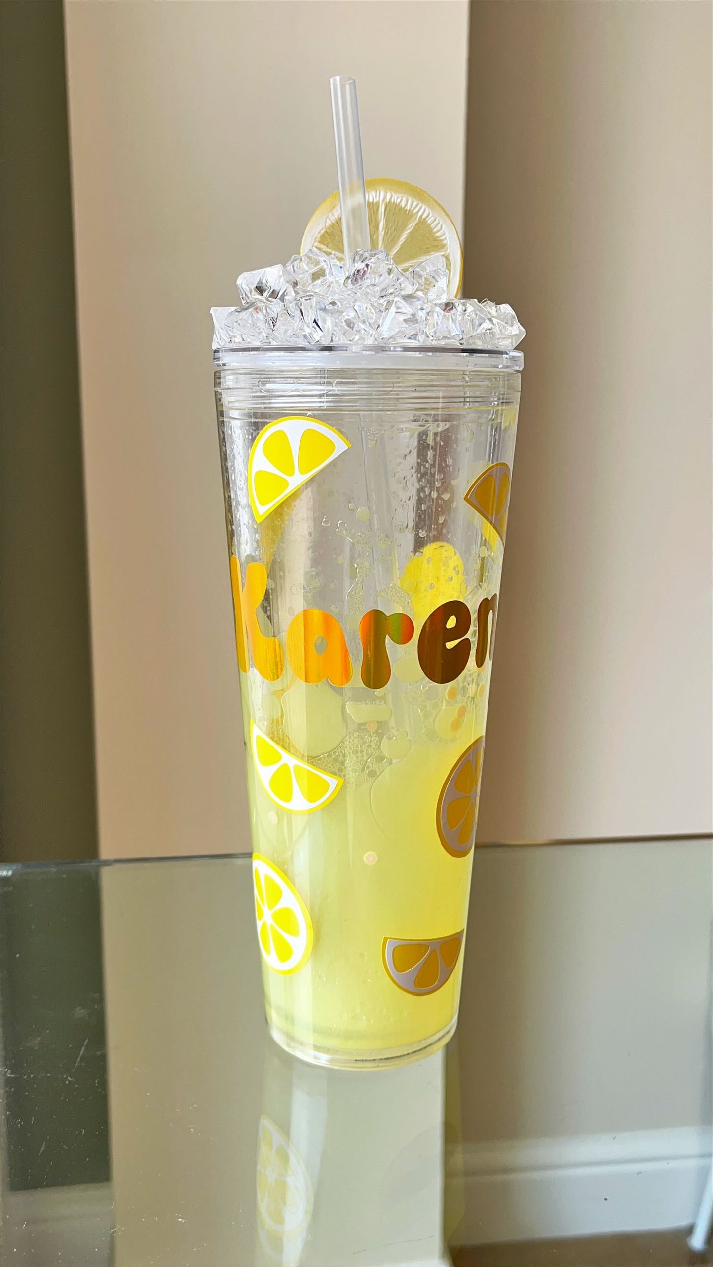 Lemon Snowglobe Walled Tumbler - Personalised - Custom - 24 oz - ice topped - lava effect