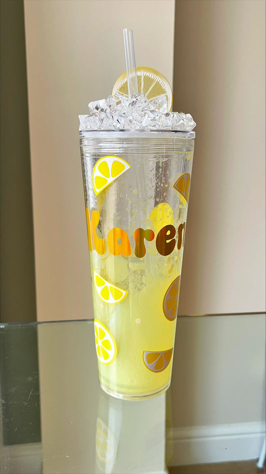 Lemon Snowglobe Walled Tumbler - Personalised - Custom - 24 oz - ice topped - lava effect