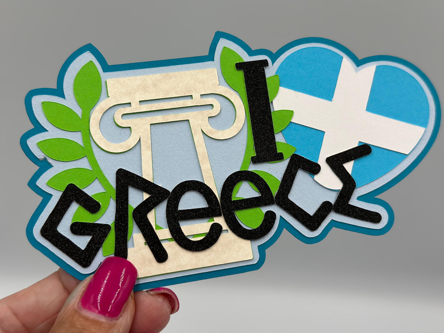 Greece scrapbook photo album embellishment decoration title paper piercing Handmade