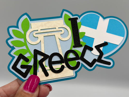 Greece scrapbook photo album embellishment decoration title paper piercing Handmade