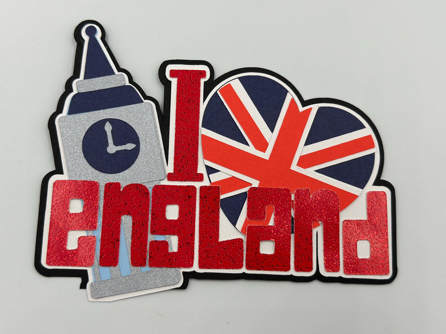 England scrapbook photo album embellishment decoration title paper piercing Big Ben Handmade