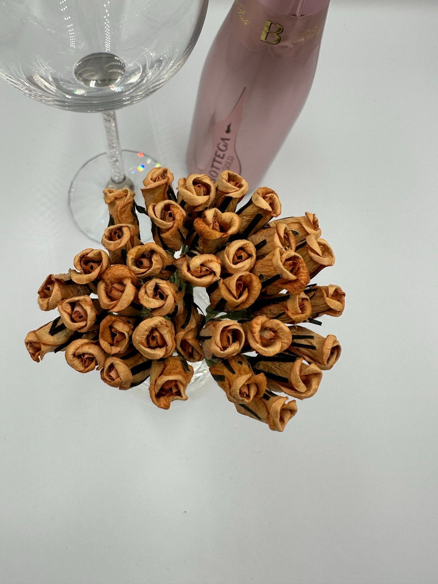 Paper rose buds flowers wired crafting wedding stationery scrapbook (x12)