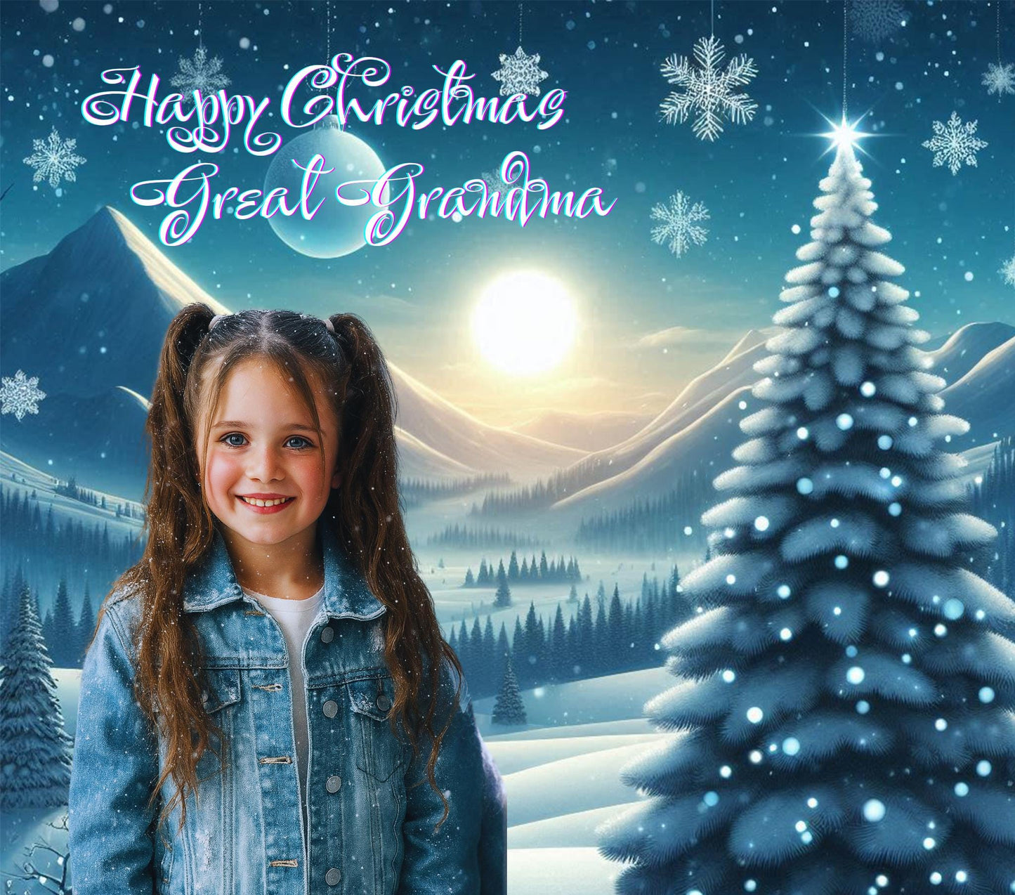 Personalised Christmas Holiday Winter scene stainless steel skinny 20oz tumbler cup customised features your own photo image