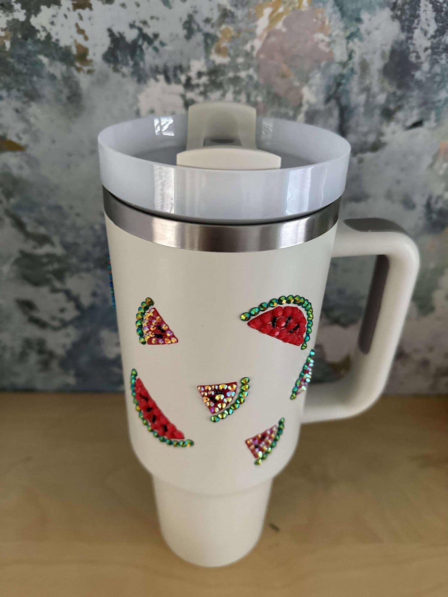 40 oz tumbler - insulated - rhinestoned - personalised - watermelon - custom - Mother's Day