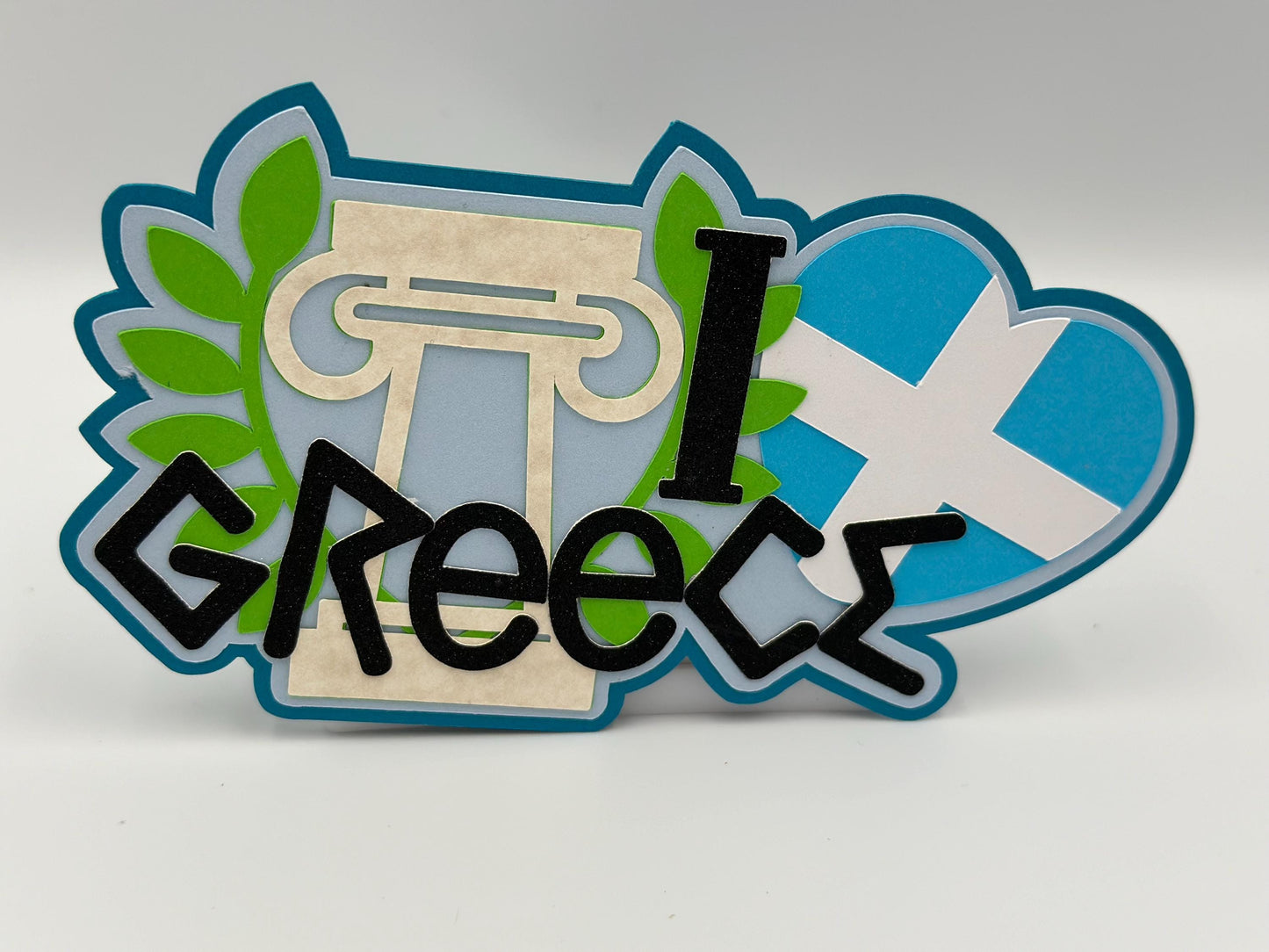 Greece scrapbook photo album embellishment decoration title paper piercing Handmade