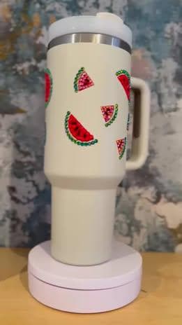 40 oz tumbler - insulated - rhinestoned - personalised - watermelon - custom - Mother's Day