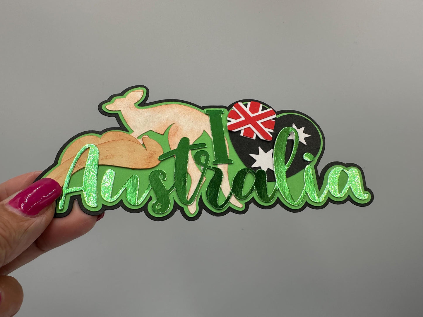 Australia scrapbook photo album embellishment decoration title paper piercing Handmade kangaroo