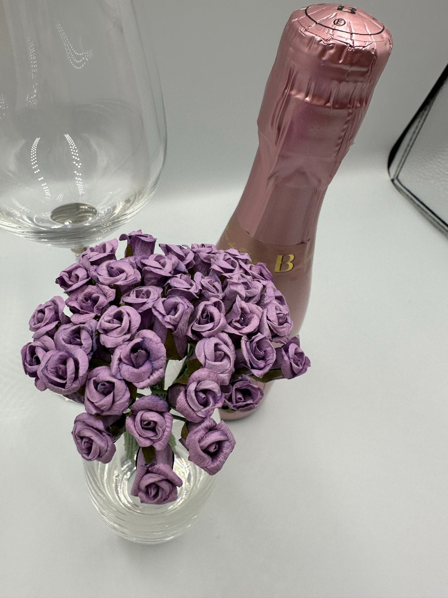 Paper rose buds flowers wired crafting wedding stationery scrapbook (x12)