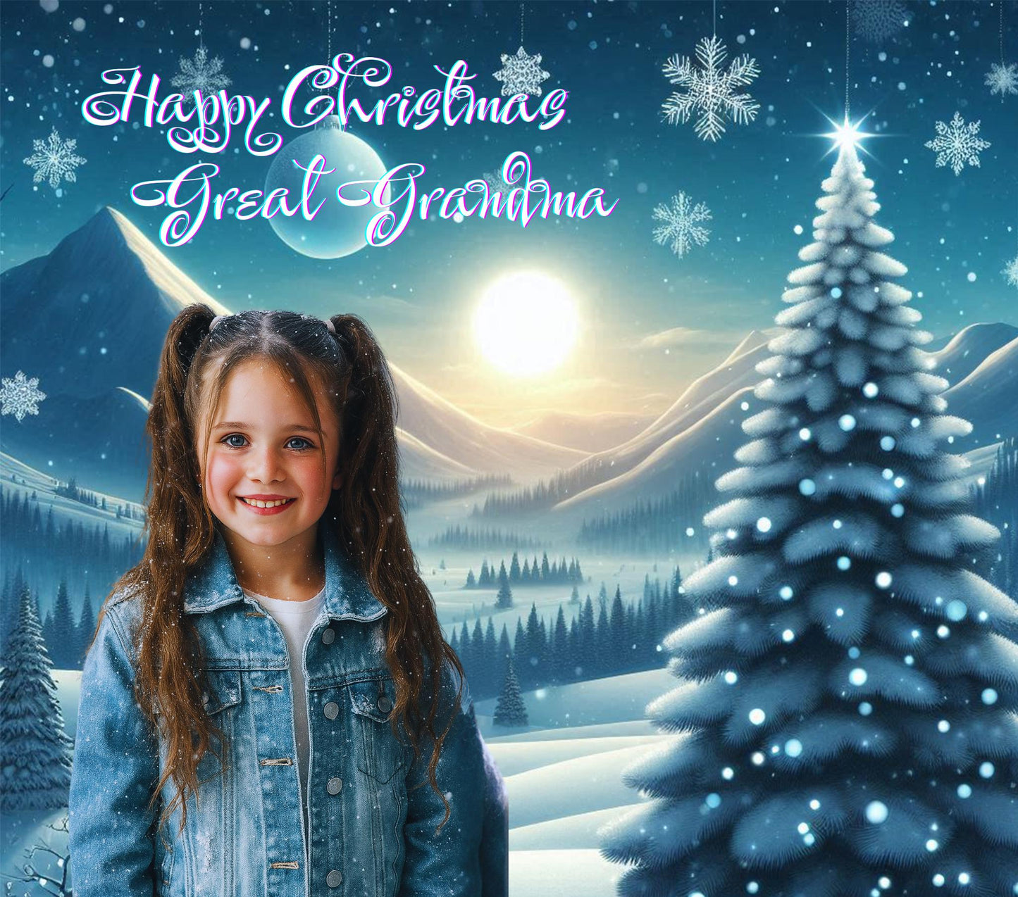 Personalised Christmas Holiday Winter scene stainless steel skinny 20oz tumbler cup customised features your own photo image