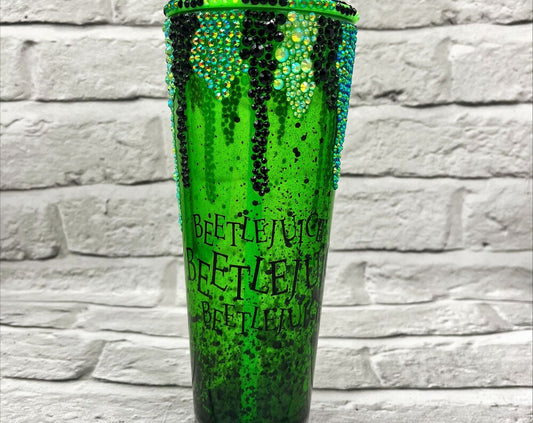 Film themed snowglobe walled tumbler cup - Personalised - Custom - 24 oz - rhinestone lid and drips